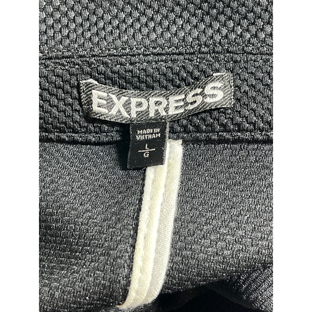 Express Women;s Black Long Sleeve Asymmetric Zip Textured Moto Biker Jacket L - Picture 6 of 7